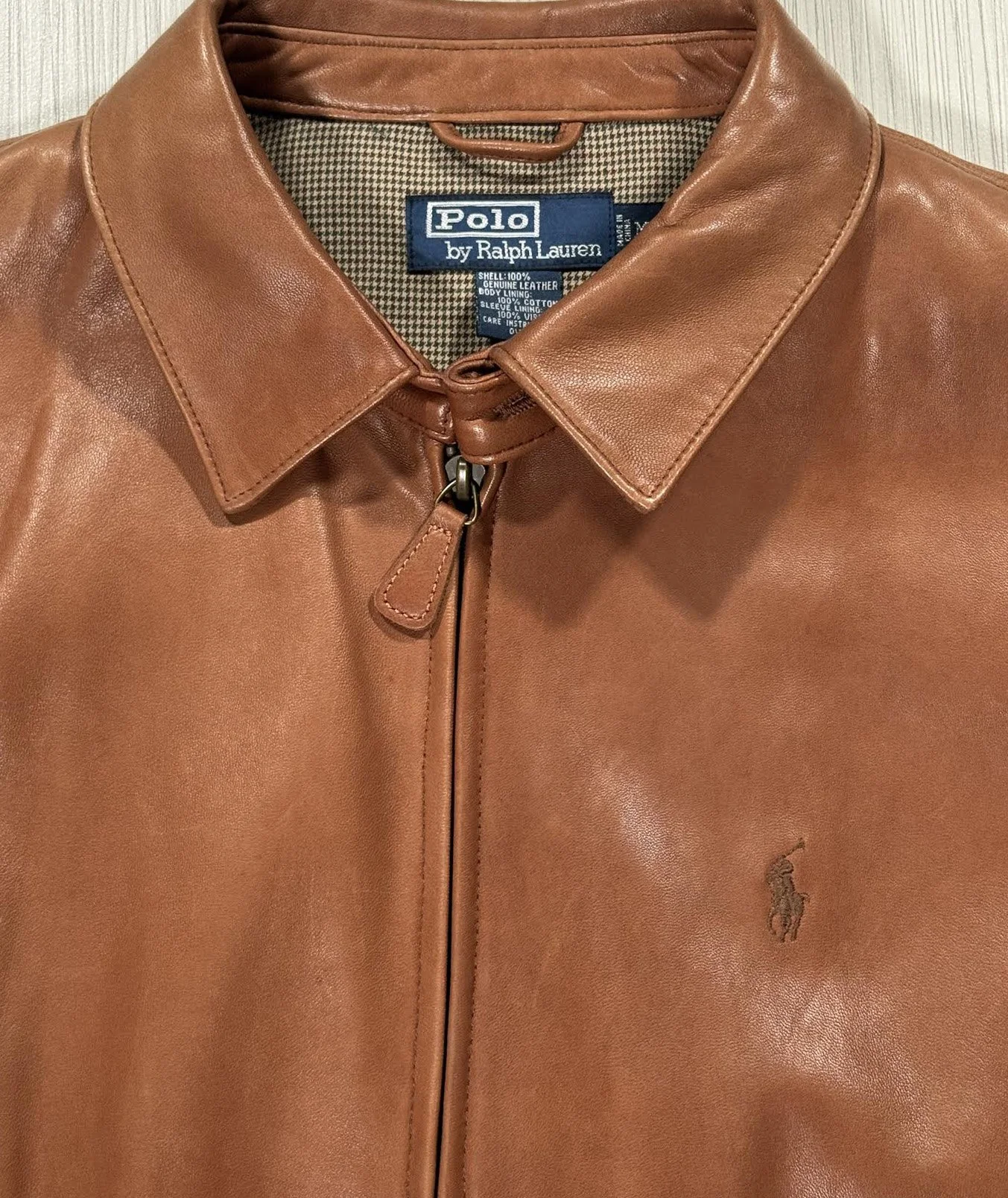 Vintage Polo Ralph Lauren Light Brown Leather Jacket (Size M